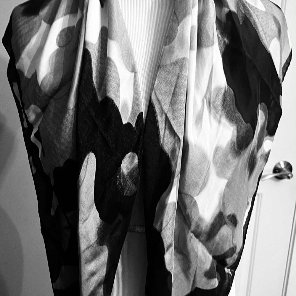 Vintage Natural Silk Scarf (Likely Italy, 1970s–1980s, Abstract Floral Style